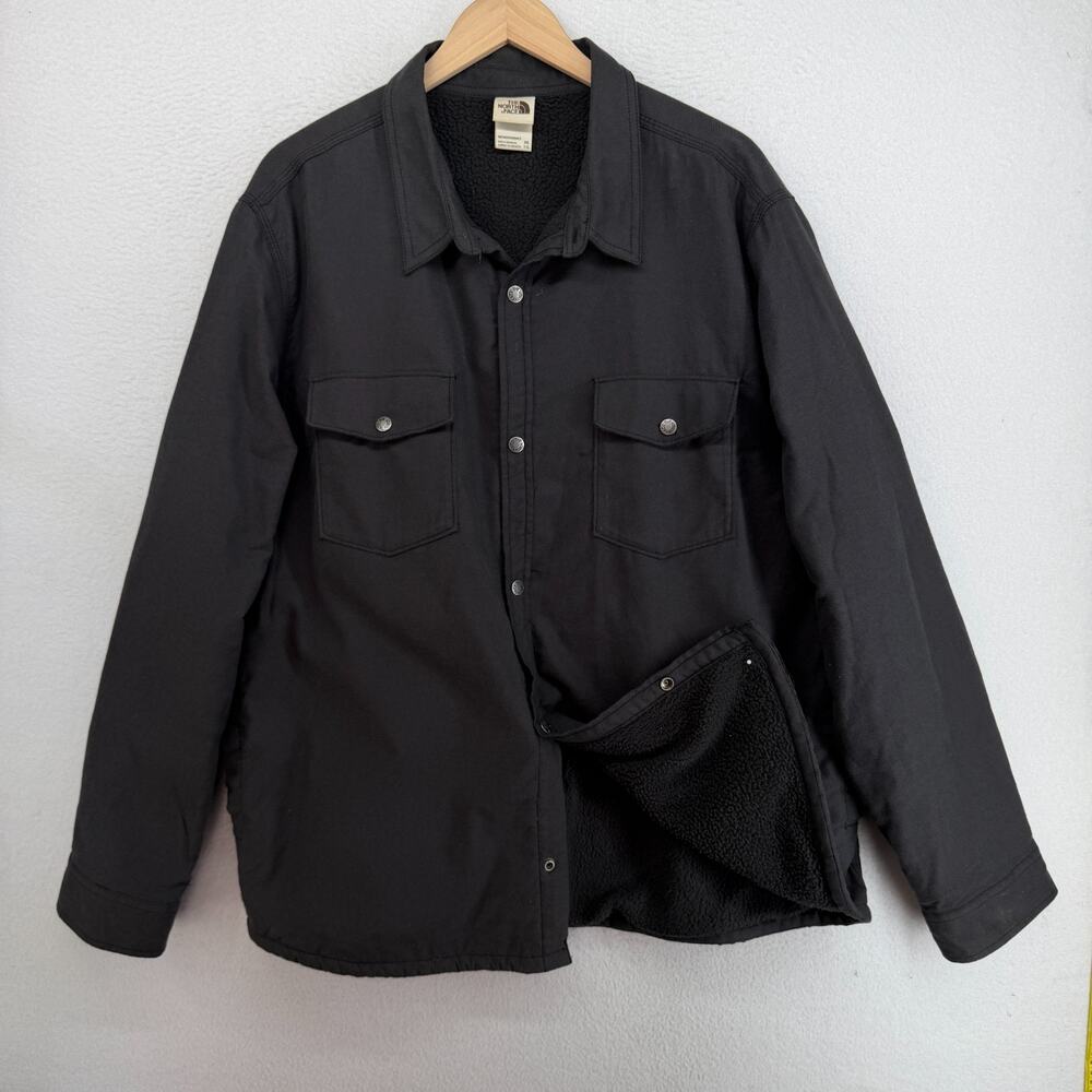 THE NORTH FACE Shirt Mens XXL Campshire Sherpa Fleece Lined Shacket Cotton Black